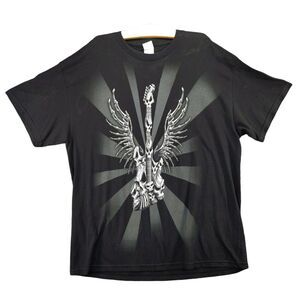 Skull Bones Guitar T-Shirt Mens Size XL Black Big Graphic Tennessee River